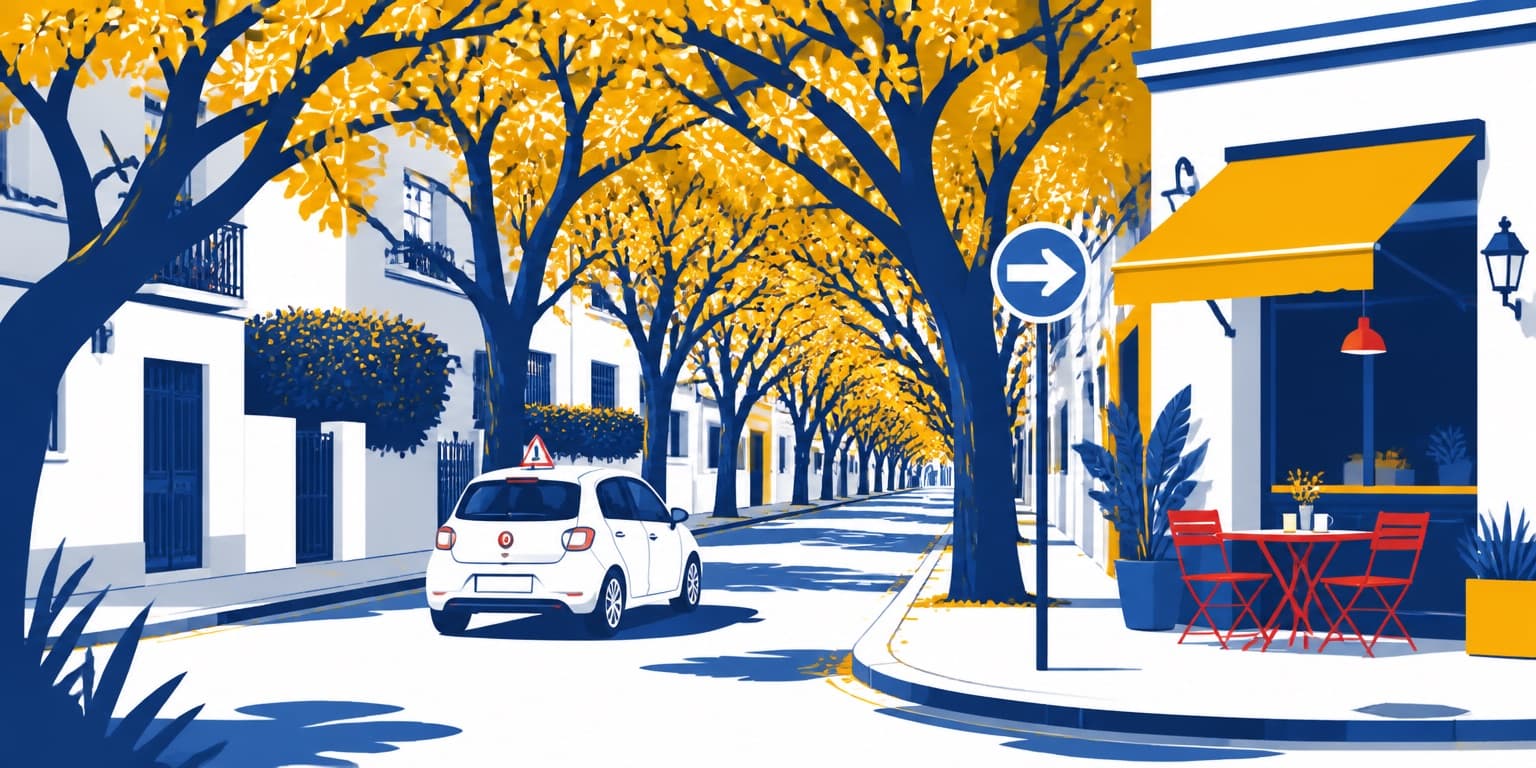 Ilustración de Ituzaingó con un auto de autoescuela