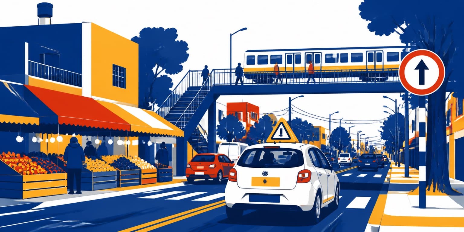 Ilustración de La Matanza con un auto de autoescuela