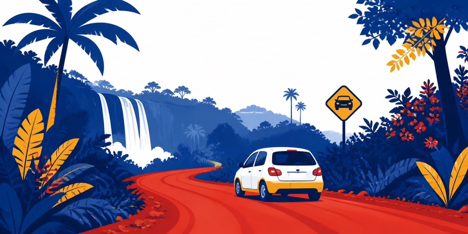 Ilustración de Posadas con un auto de autoescuela