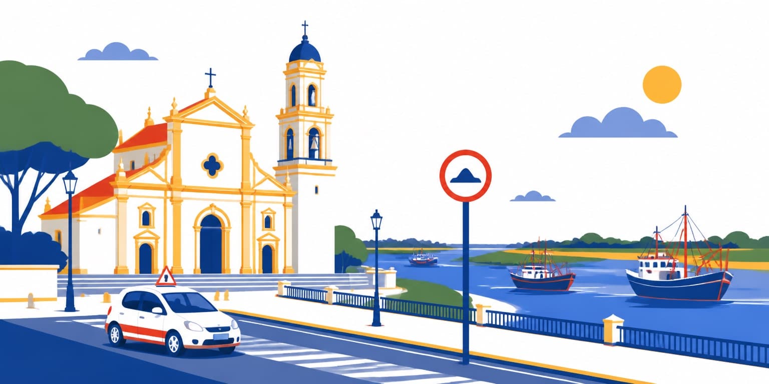 Ilustración de Santa Fe capital con un auto de autoescuela